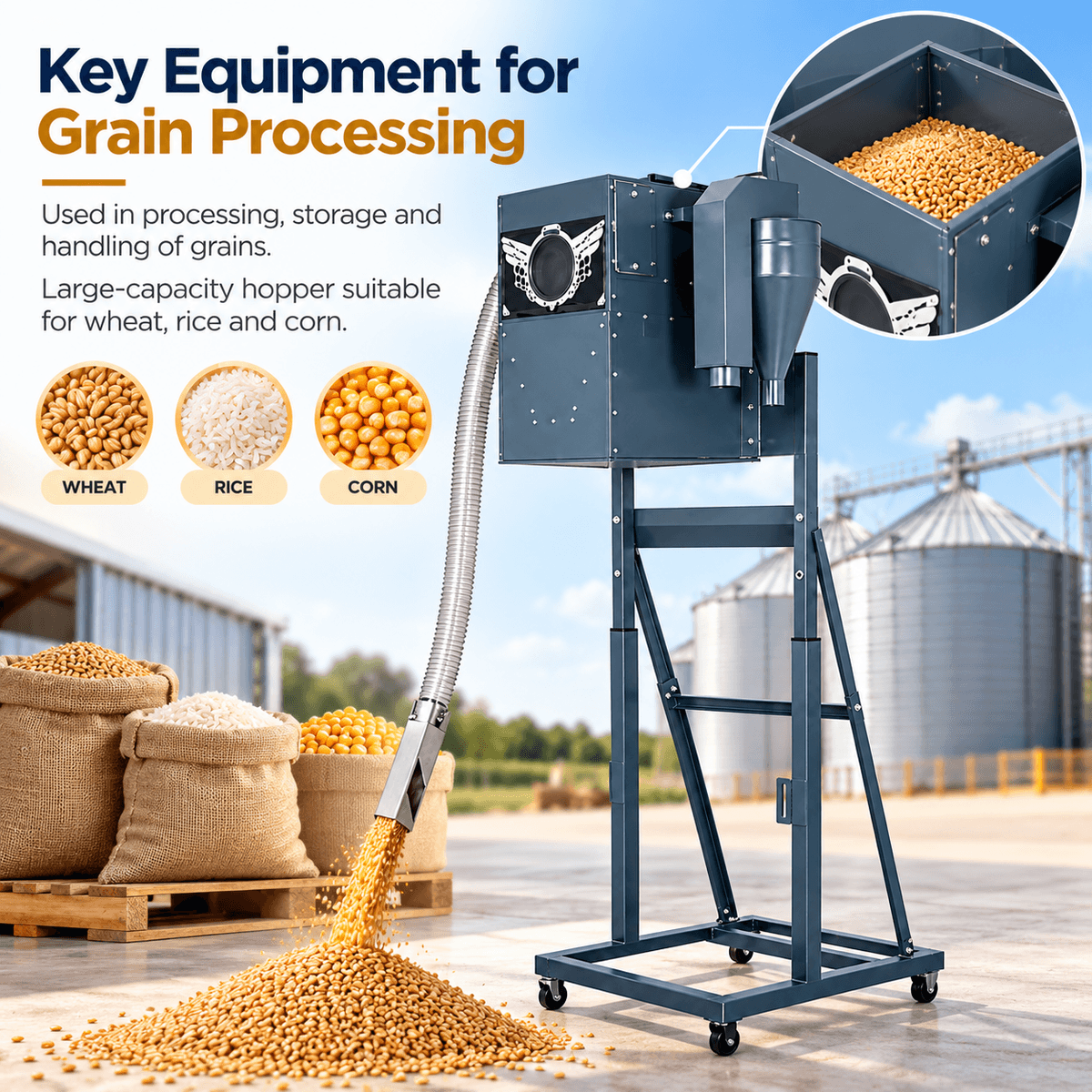 Conveyor used in grain processing, storage and handling